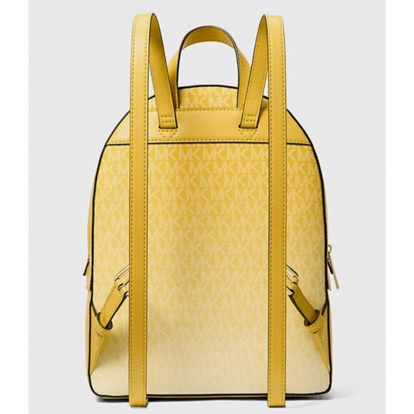 New Michael Kors Jaycee Medium Ombré Signature Logo Backpack Daisy Yellow - Picture 2 of 4